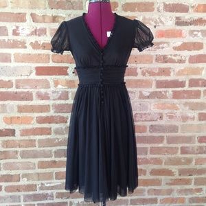 London Times Black Midi V-neck Dress XS Petite